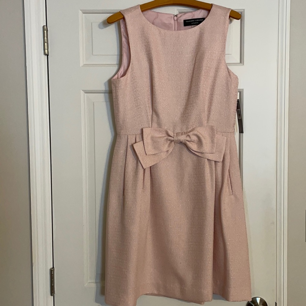 Tahari-Levine blush bow dress